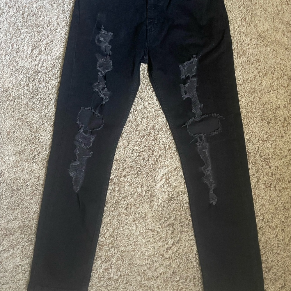 Men's Black Distressed Jeans